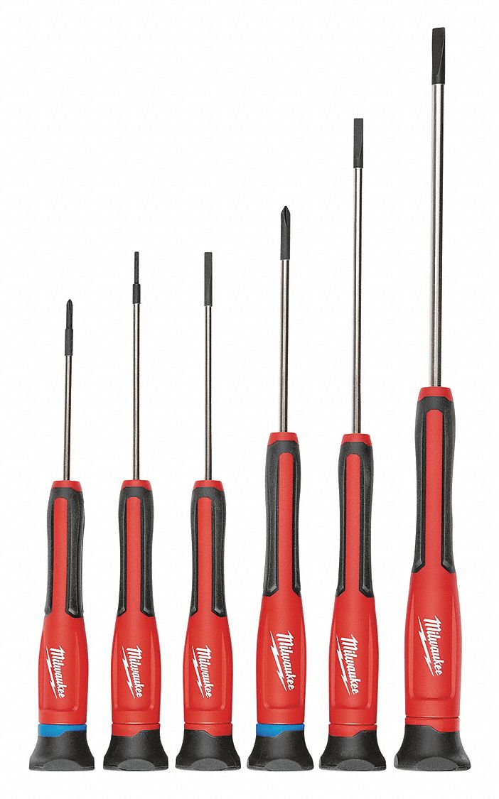 GENERAL PURPOSE SCREWDRIVER SET, 6 PIECES, PHILLIPS/SLOTTED TIP, ERGONOMIC GRIP