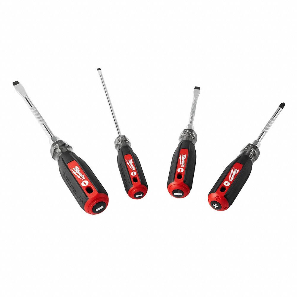 Milwaukee Tether Ready Screwdriver Set Pieces Phillips Slotted Tip Ergonomic Grip Zz