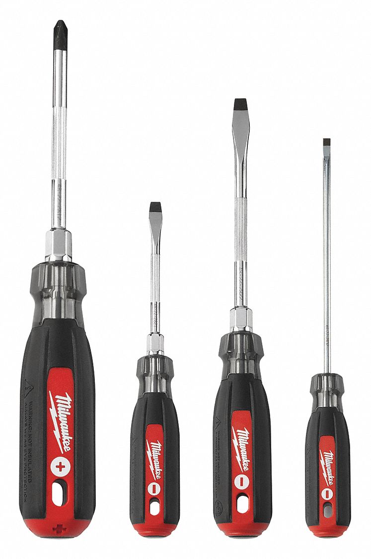 MILWAUKEE, 4 Pieces, Phillips/Slotted Tip, Tether Ready Screwdriver Set