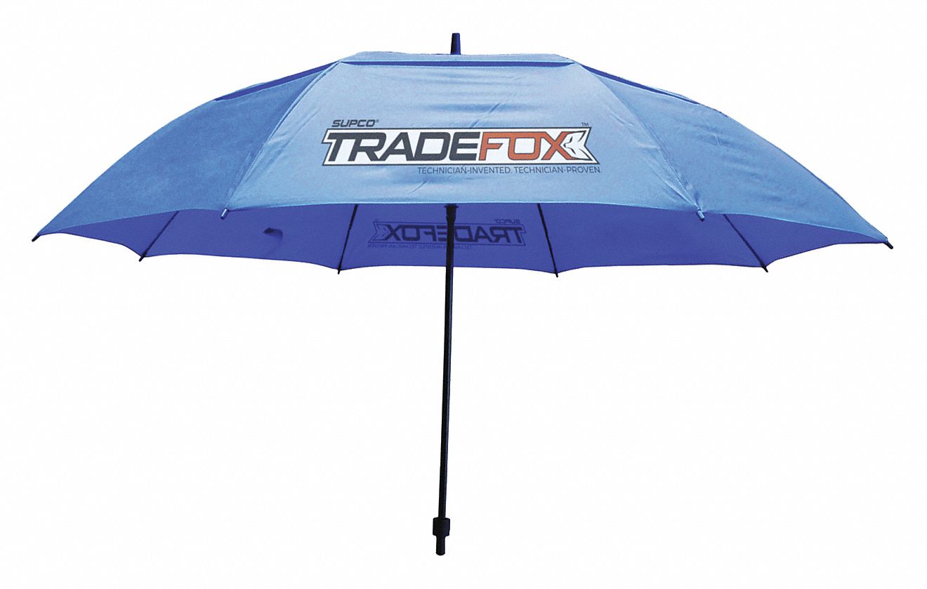 UMBRELLA, BLUE, POLYESTER/STAINLESS STEEL, WATERPROOF, 60 IN LENGTH, FIBREGLASS RIBS