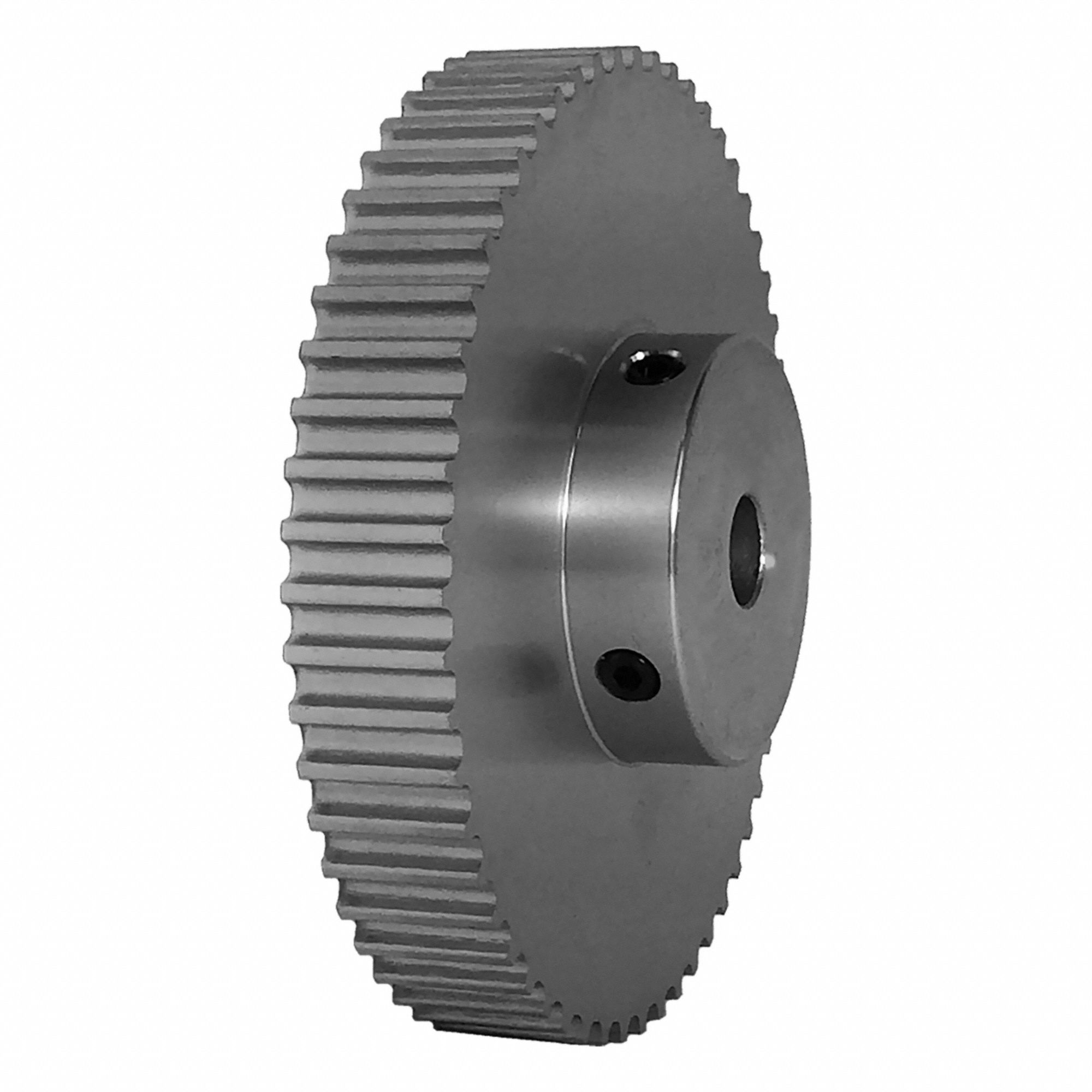 Dayton Timing Pulley: Curvilinear, Fixed, For HTD Timing Belt Section, For 9 mm Belt Wd - HTD Section Fixed-Bore Timing Pulleys with Hub