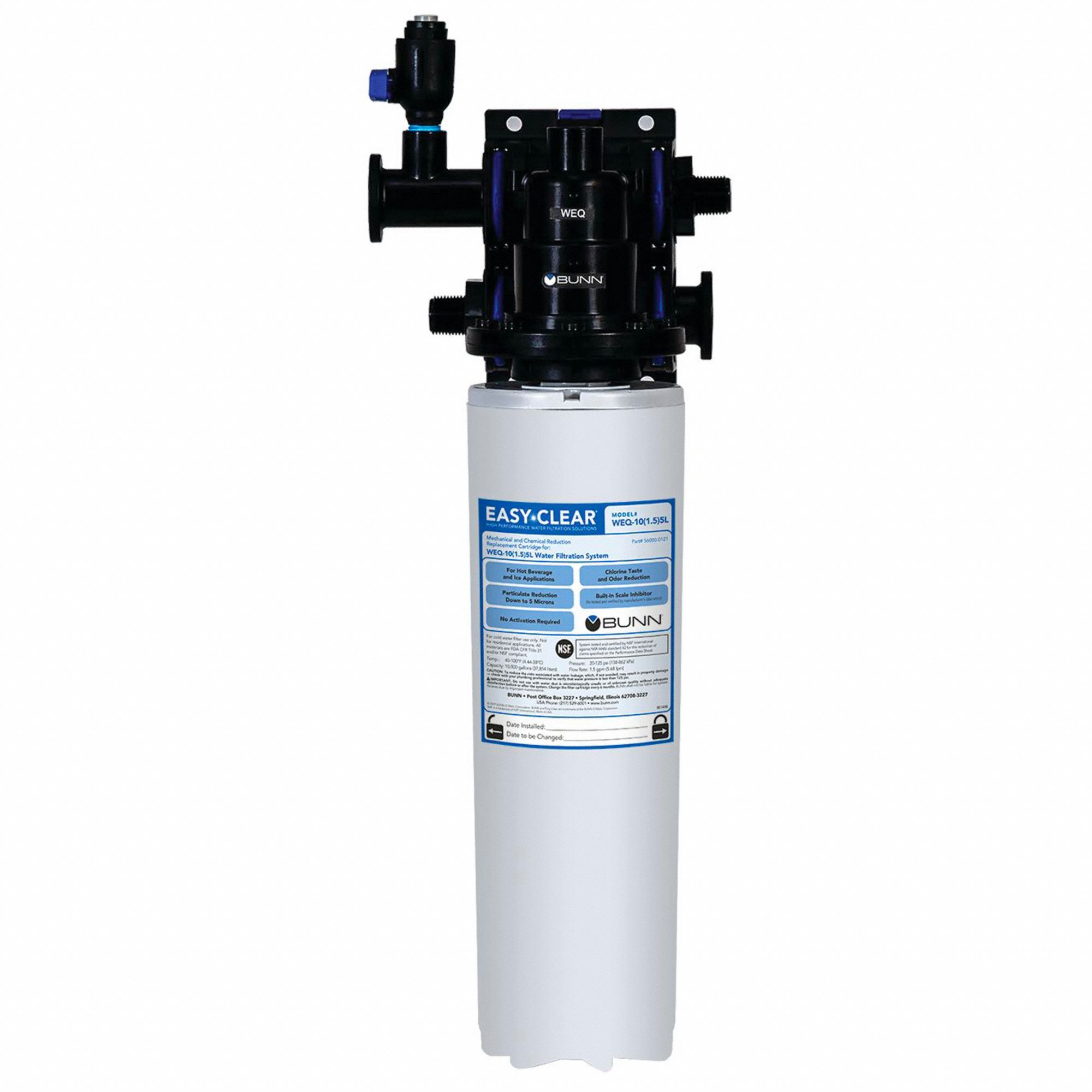 Water Filtration System: 5 micron, 1.5 gpm, 15 5/8 in Overall Ht