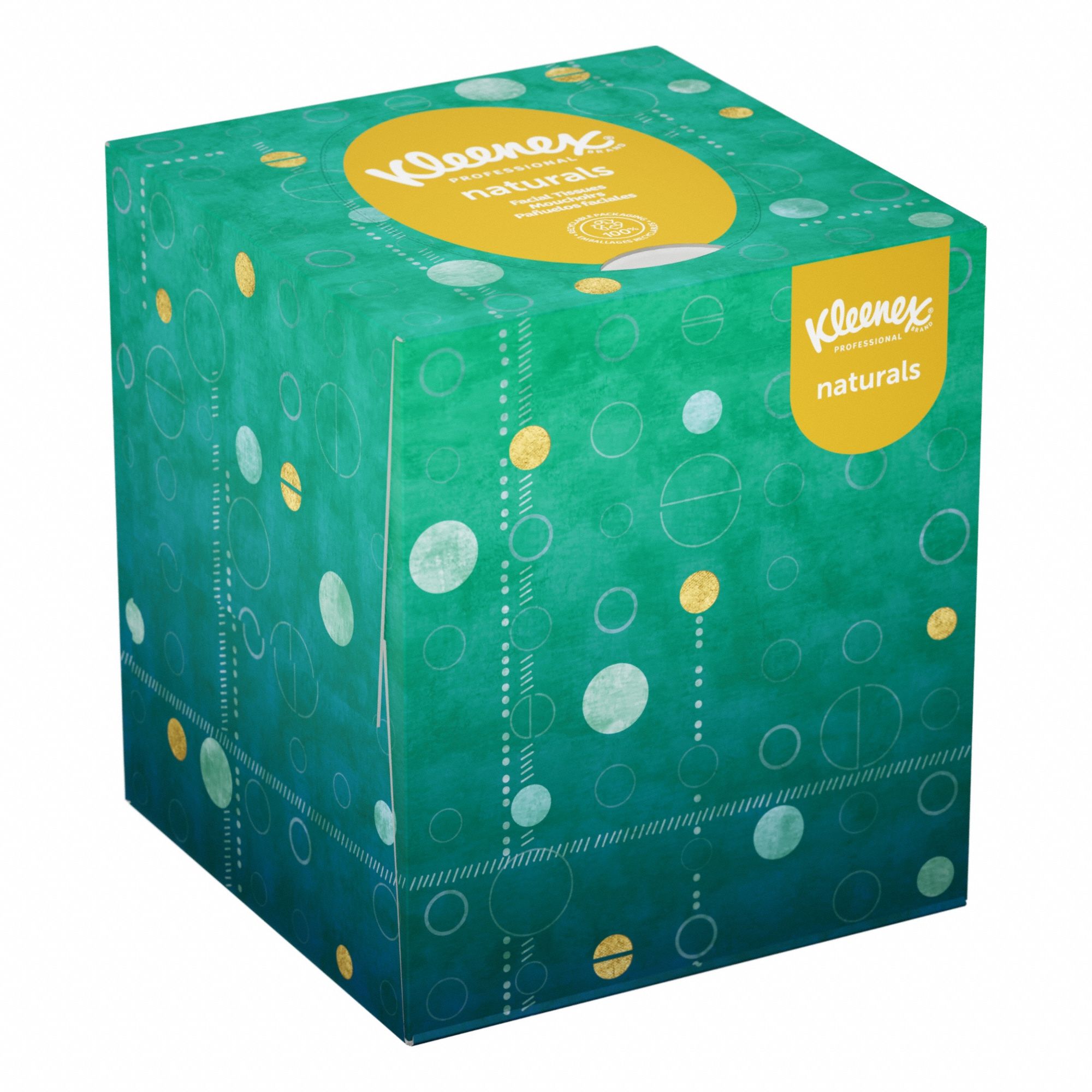 Facial Tissue: Cube, Kleenex® Naturals, 7 3/4 in x 8 1/4 in Sheet Size, 90 Sheets, 36 PK
