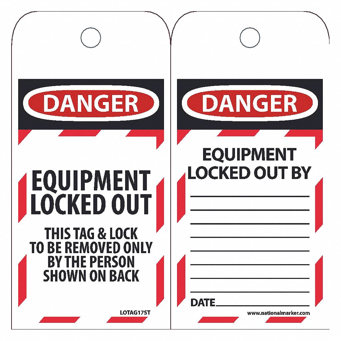 Danger Equipment Locked Out Tag,PK25 Grainger