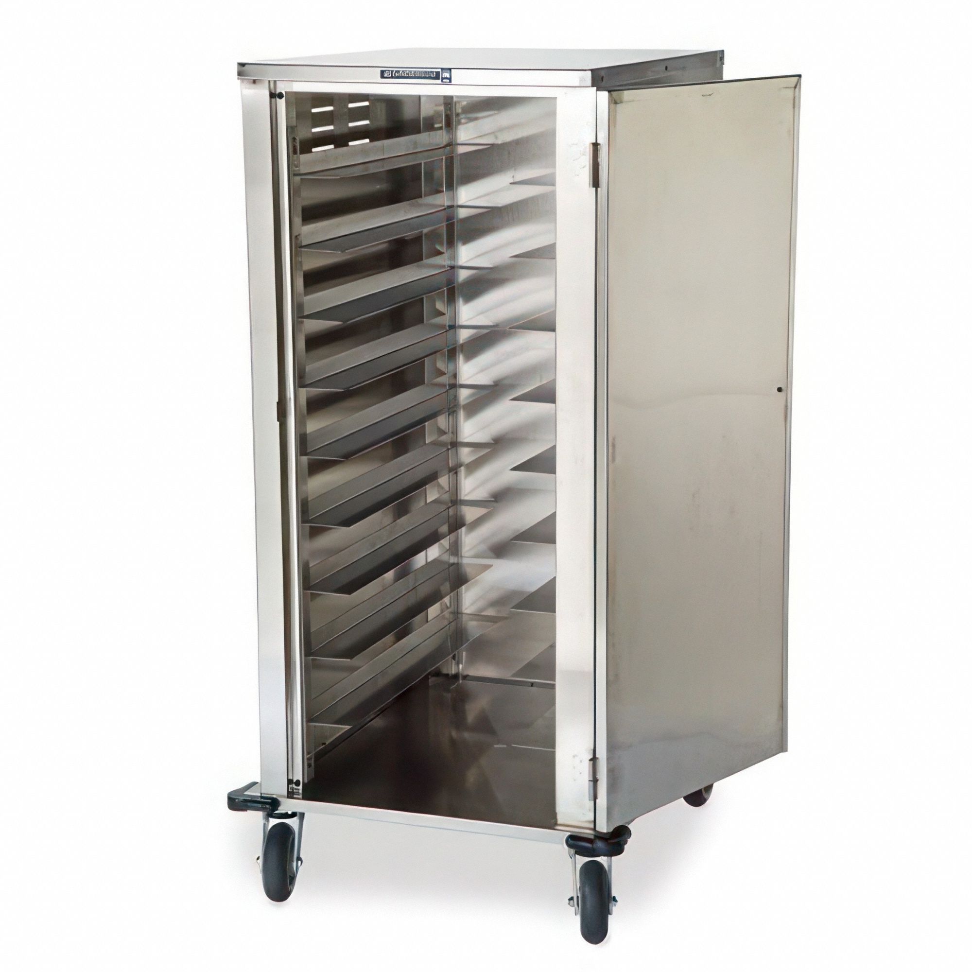 Meal Delivery Cart: 2 Trays, Non-Pass-Through, 2 Doors, Stainless Steel, 64 in Overall Ht