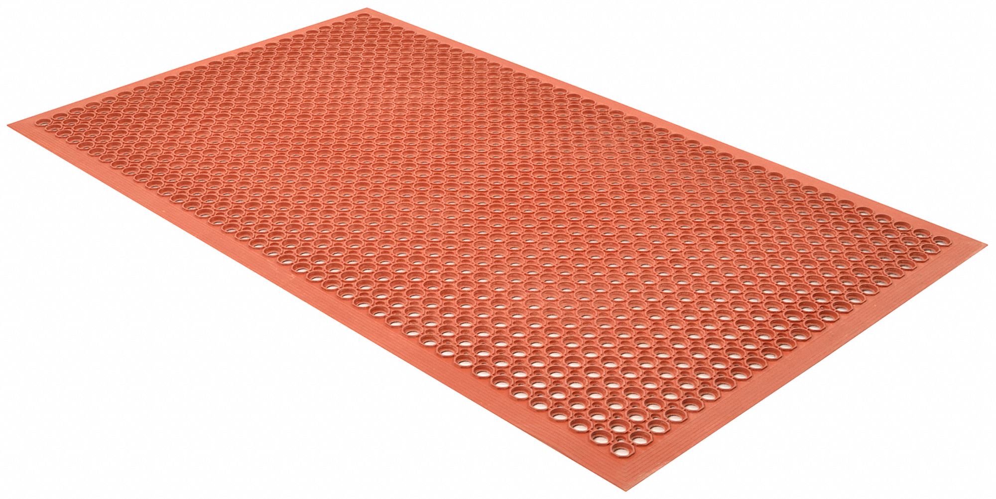 ANTIFATIGUE MAT, 3 X 5 FT, ½ IN THICK, RAISED RINGS, RED, NITRILE RUBBER, BEVELED EDGE