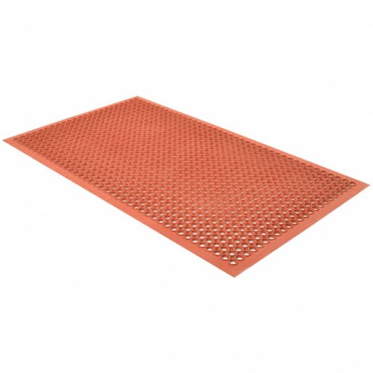 Choice 3' x 3' Red Rubber Connectable Grease-Resistant Anti-Fatigue Floor  Mat - 1/2 Thick