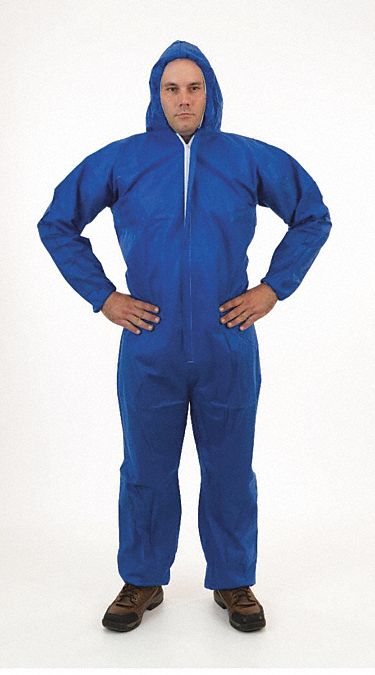 Coverall, w/Hood, 2XL, Blue, PK25