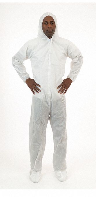 Coverall, w/Hood, Boot, 2XL, White, PK25