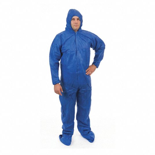 International Enviroguard, 3xl, Sms, Coverall W Hood,boot,3xl,blue,pk25 