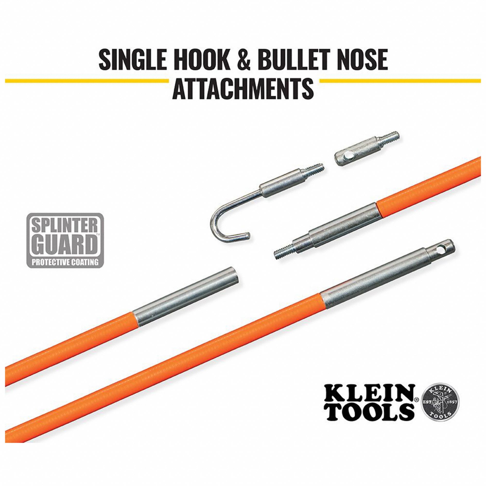 KLEIN TOOLS LoFlex Glow Rod Set (3) 1/4 in Fish Rods/Bullet Nose/Hook