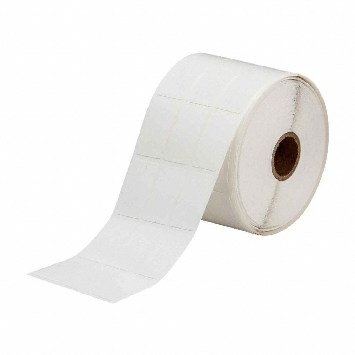 Pre-Cut Label Stock Roll: 1 7/16 in x 13/16 in, Rubber, Removable Adhesive, 5, 000 Labels, Removable
