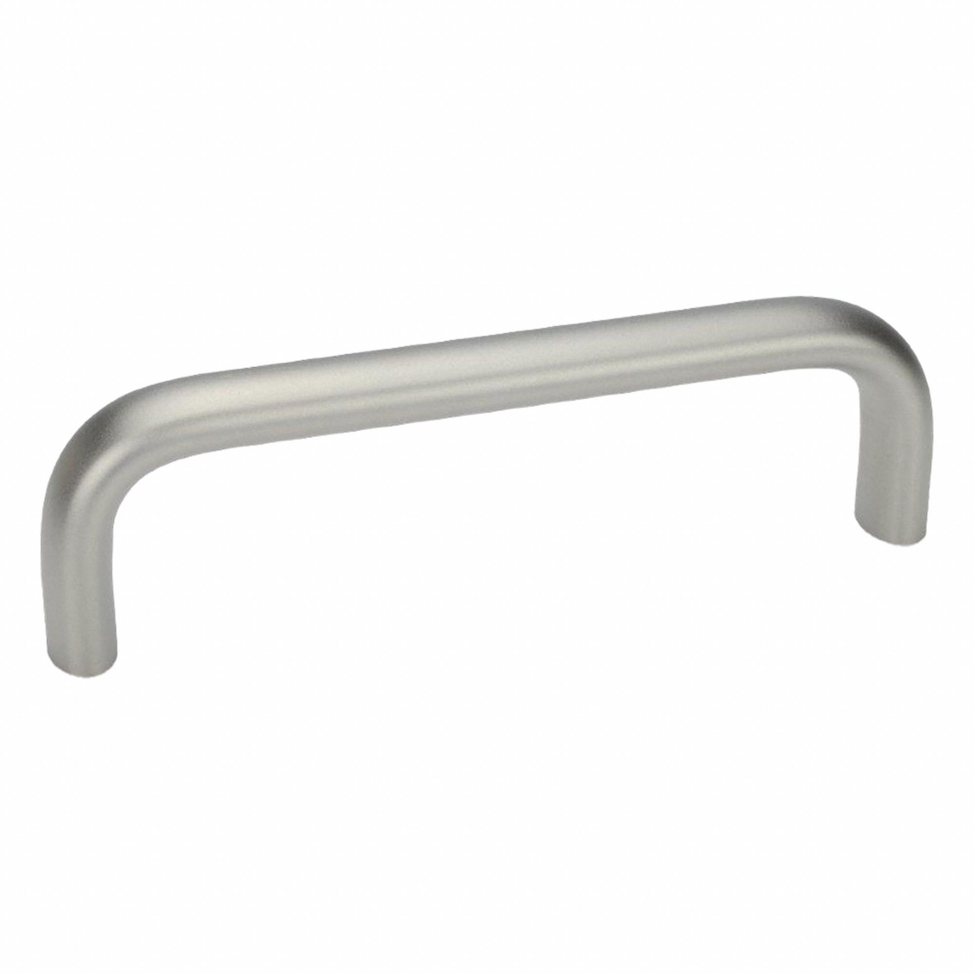 Pull Handle: Threaded Holes, Stainless Steel, Silver, 0.51 in, 11.3 in Grip Lg