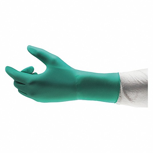 Ansell Disposable Gloves Textured Fingert Powder Free Green Neoprene-nitrile 