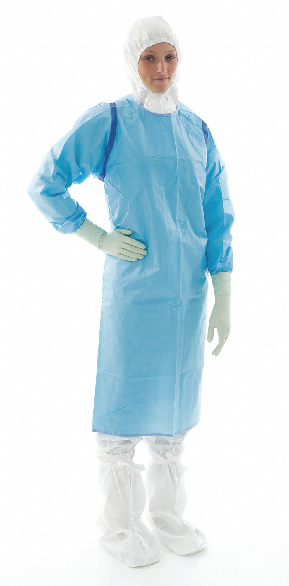 Apron L Blue Non-Woven Lam PE/PP PK40