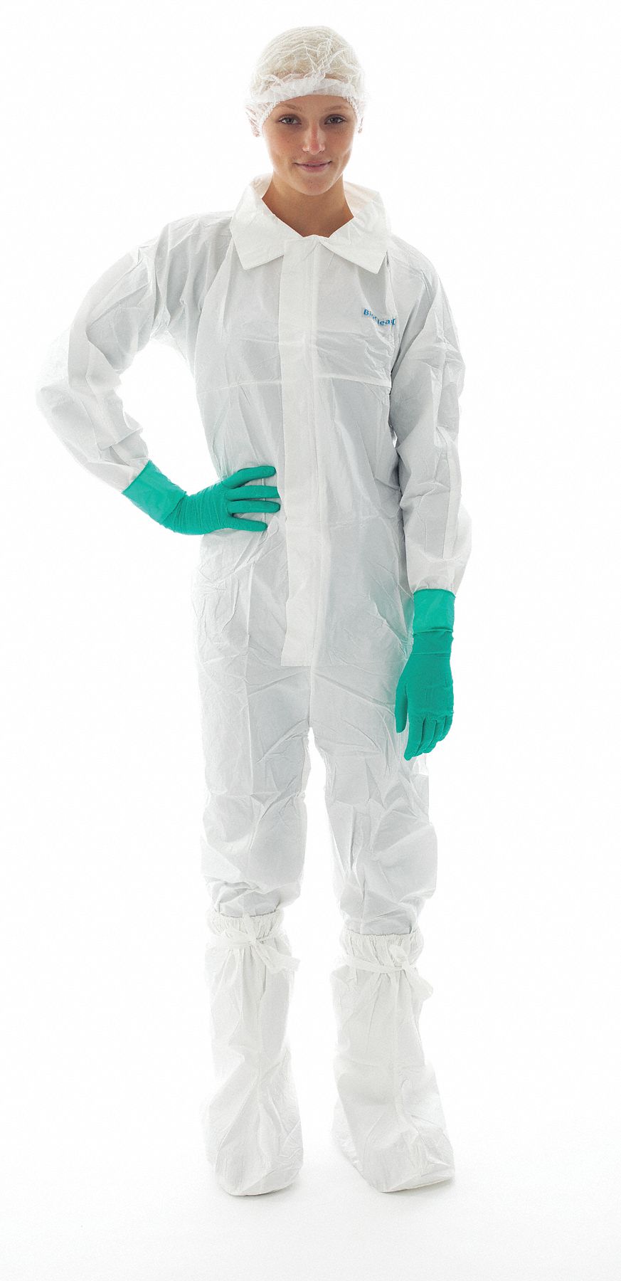 Coveralls: ISO 4 (Class 10) and above, Non-Porous Film Laminate, Sterile, Elastic, 15 PK