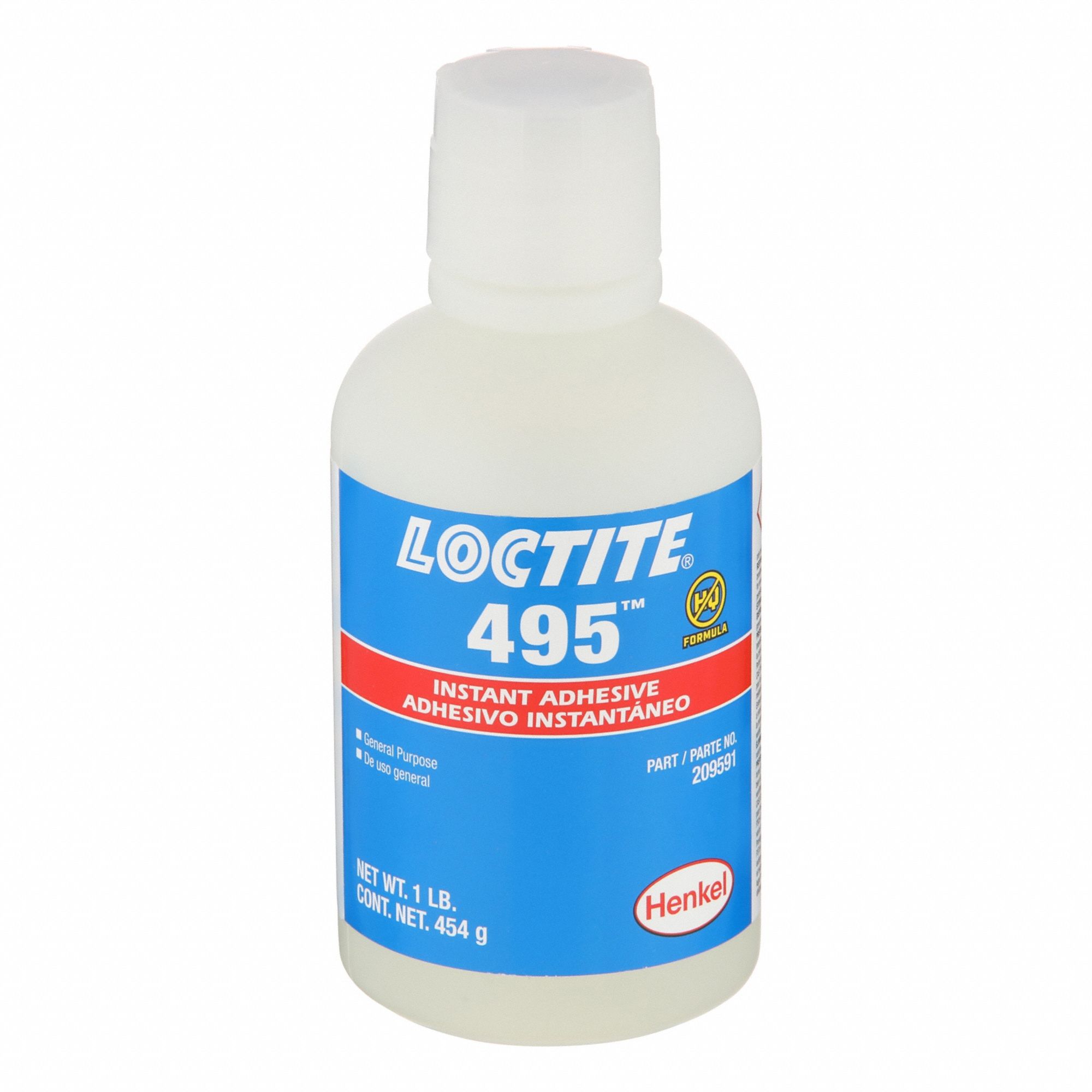 Instant Adhesive: 495, Plastics, 1 lb, Bottle, Clear, Thin Liquid, 50 g/L and Under