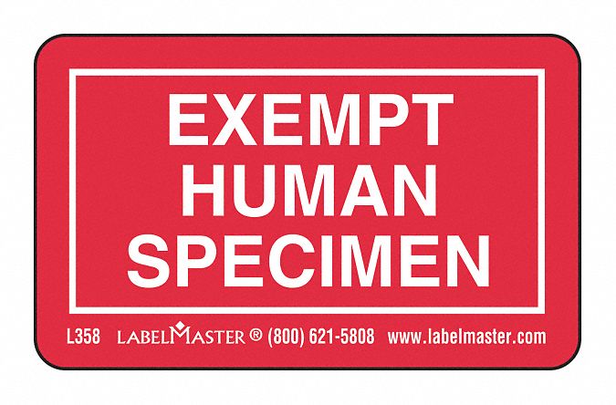 LABELMASTER, Semi-Gloss Paper, Rolls, Exempt Specimen Label,Human ...