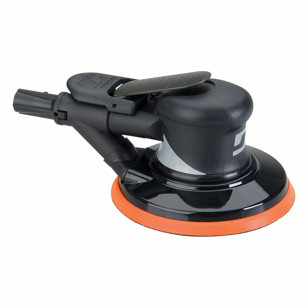 Air Orbital Sander: 6 in, Pressure Sensitive Adhesive, 3/32 in Orbit, Self-Vacuum, 0.3 hp