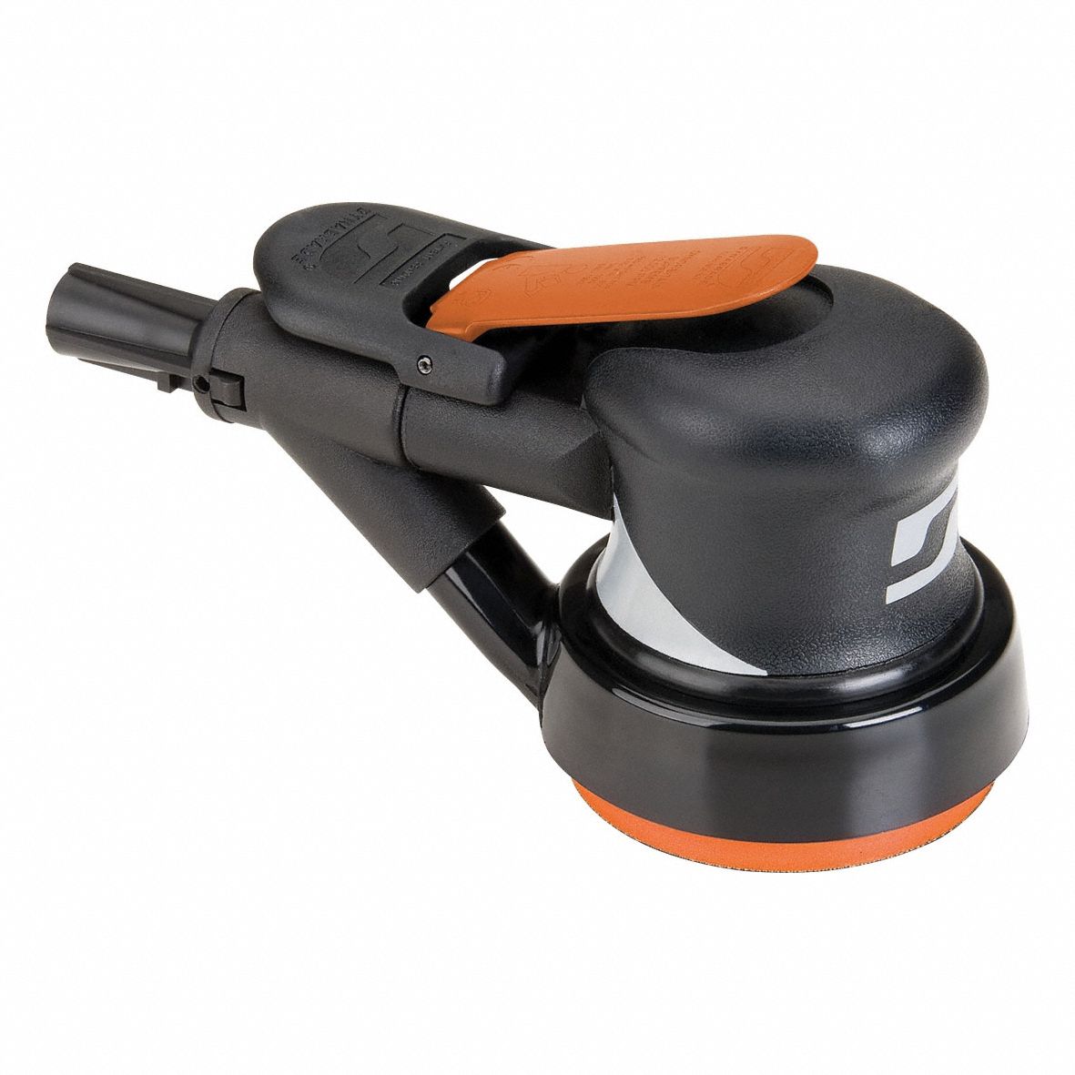 Air Orbital Sander: 3 1/2 in, Pressure Sensitive Adhesive, 3/8 in Orbit, Self-Vacuum, NPT