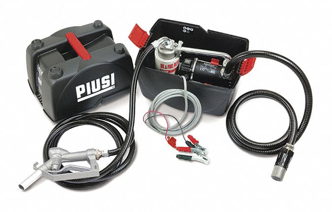 FUEL TRANSFER PUMP, PORTABLE, ALL-IN-ONE KIT, 12 V, 12 GPM, 1/8 HORSEPOWER,  15 X 14 X 15 IN, PLASTIC