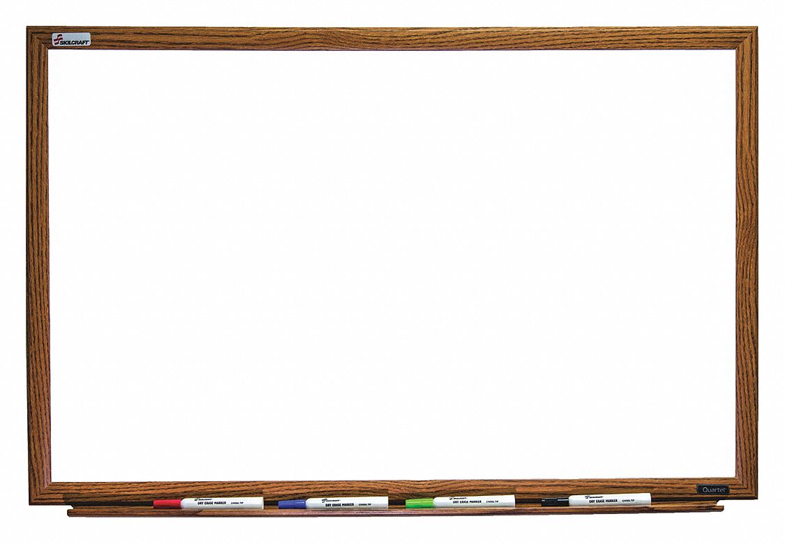 Dry Erase Board: Porcelain, Framed Style, Wood Frame, 24 in Overall Ht, 36 in Overall Wd
