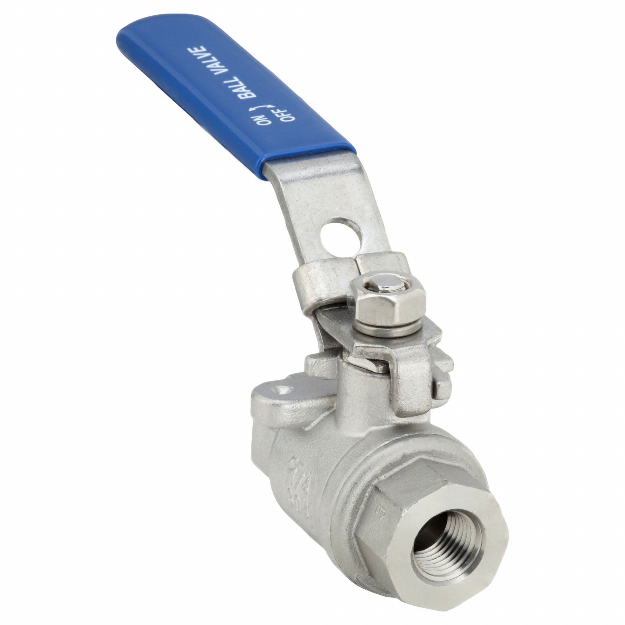 Manual Two-Way Ball Valve: 1/4 in, 304 Stainless Steel, Straight Valve Body, PTFE