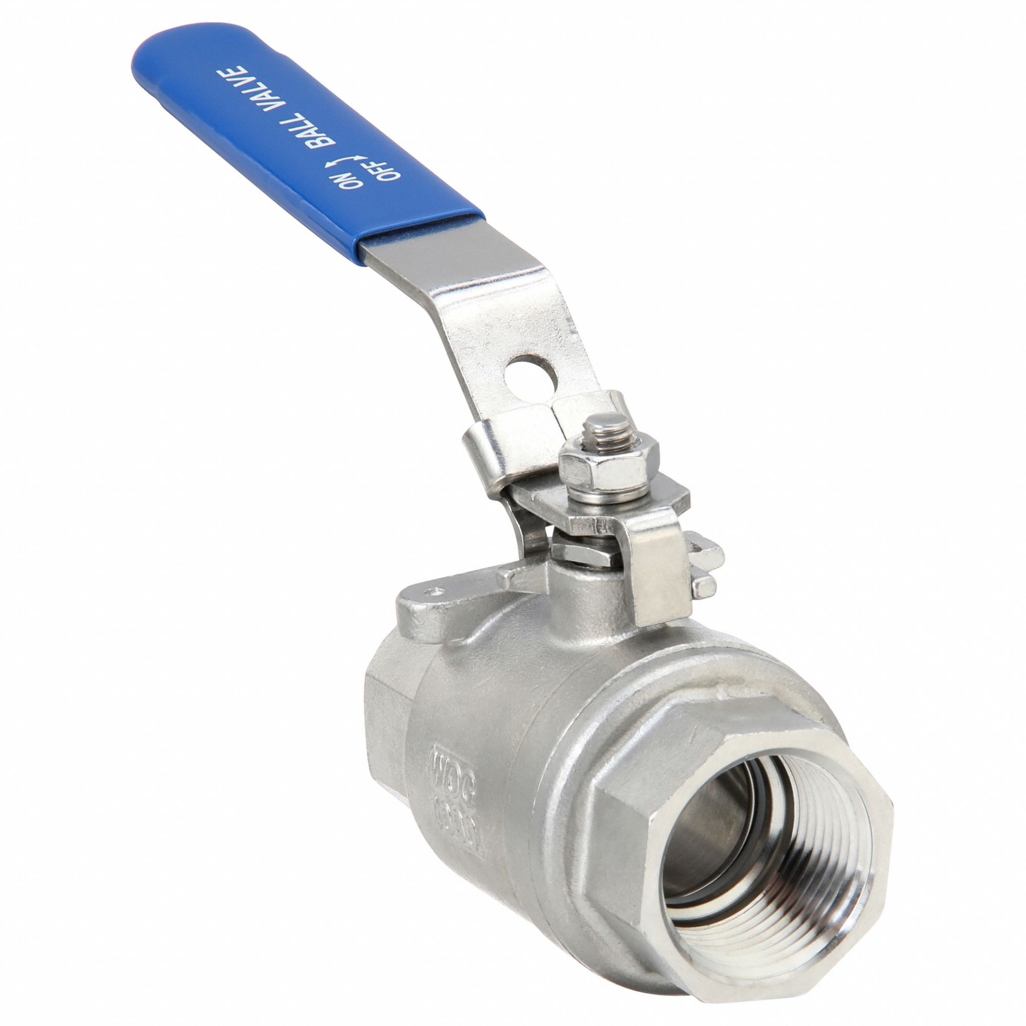 Manual Two-Way Ball Valve: 1 in, 304 Stainless Steel, Straight Valve Body, Two-Piece