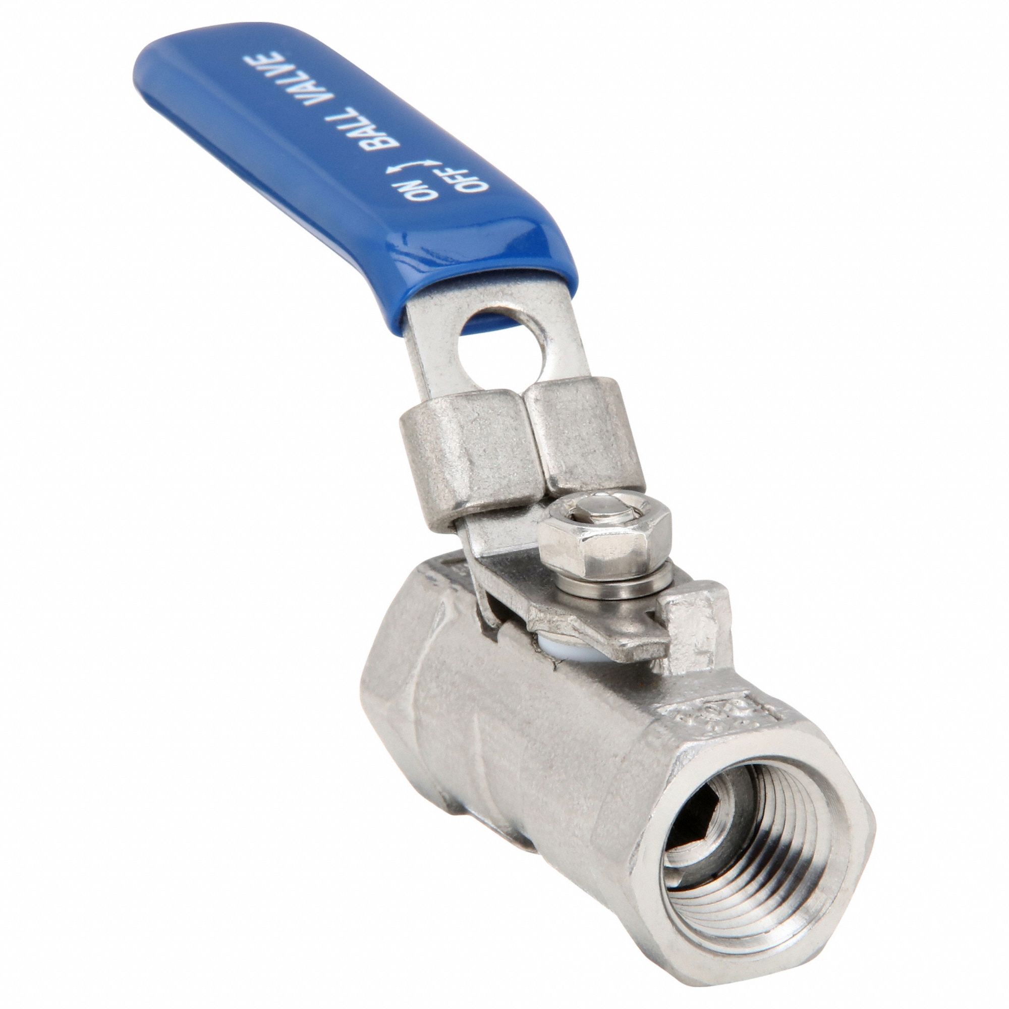 Manual Two-Way Ball Valve: 1/4 in, 304 Stainless Steel, Straight Valve Body, PTFE