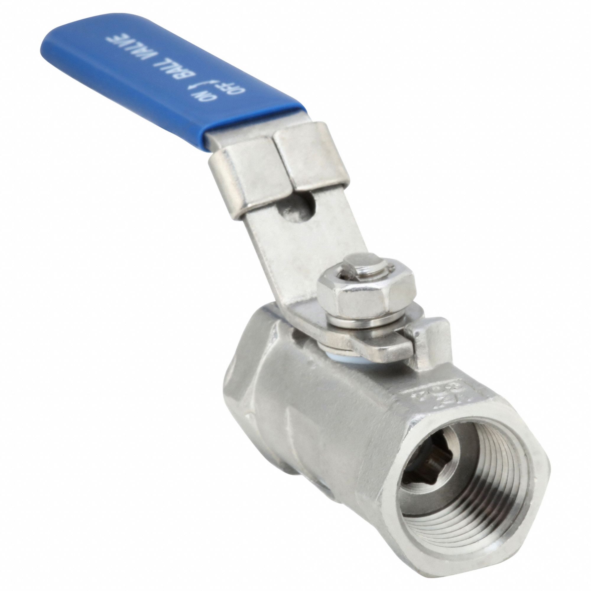 Manual Two-Way Ball Valve: 1/2 in, 304 Stainless Steel, Straight Valve Body, PTFE
