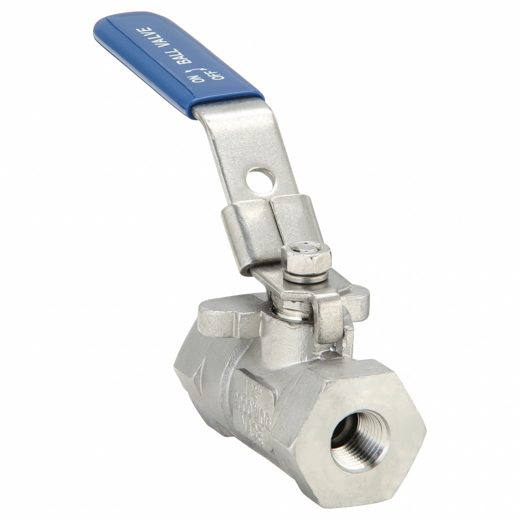 Manual Two-Way Ball Valve: 1/4 in, 304 Stainless Steel, Straight Valve Body, RPTFE