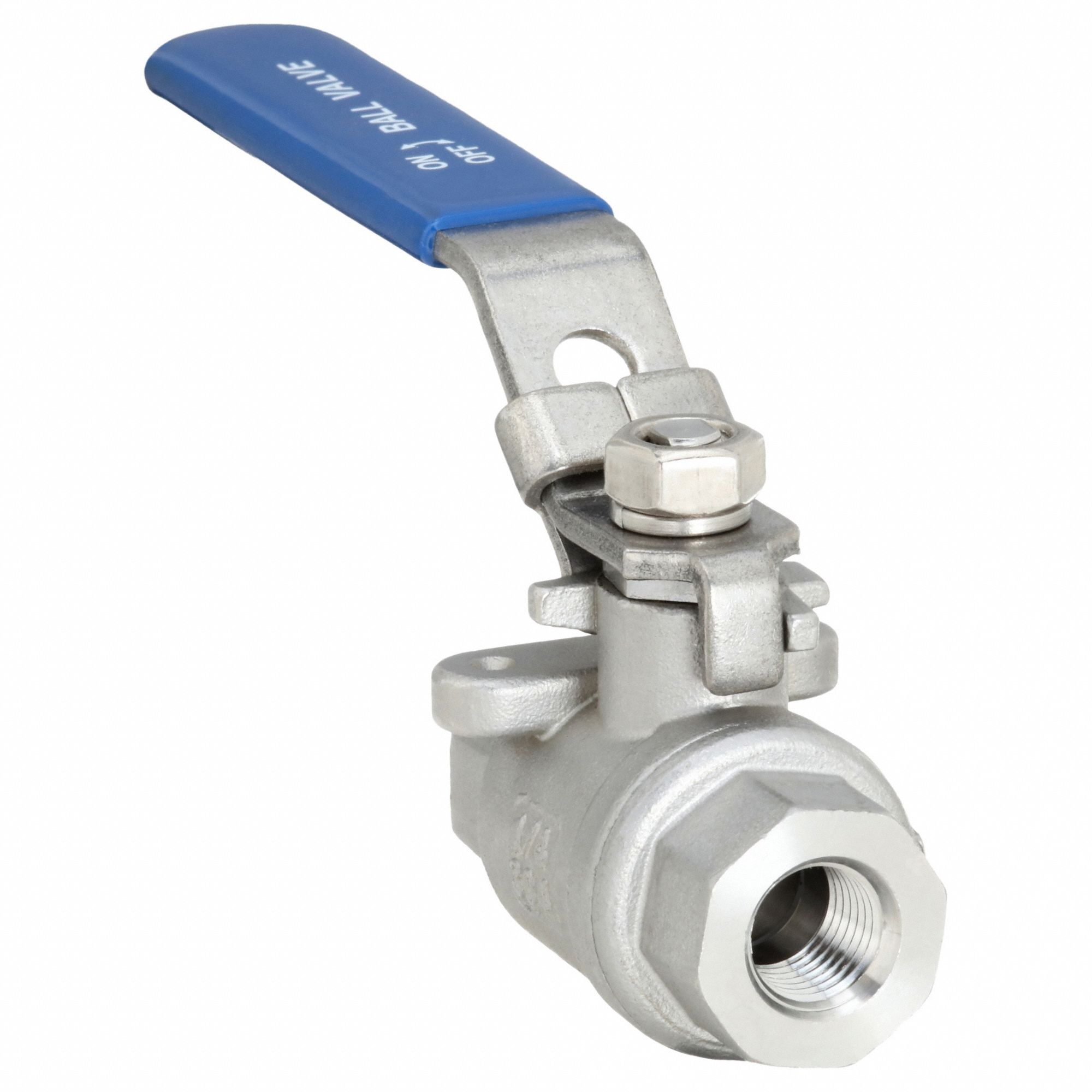 Manual Two-Way Ball Valve: 1/4 in, 304 Stainless Steel, Straight Valve Body, RPTFE