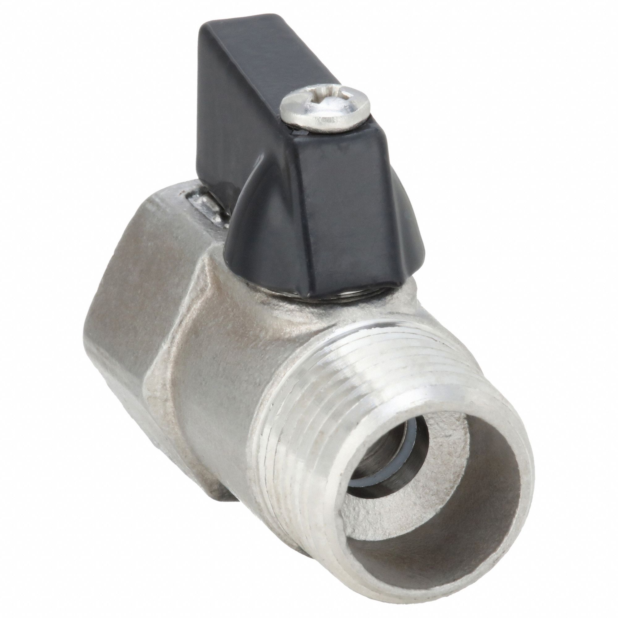 Manual Two-Way Ball Valve: 1/2 in, 304 Stainless Steel, Straight Valve Body, Wedge