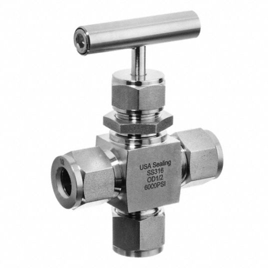 Usa Sealing 3 Way Fitting 316 Stainless Steel Needle Valve 56dk44