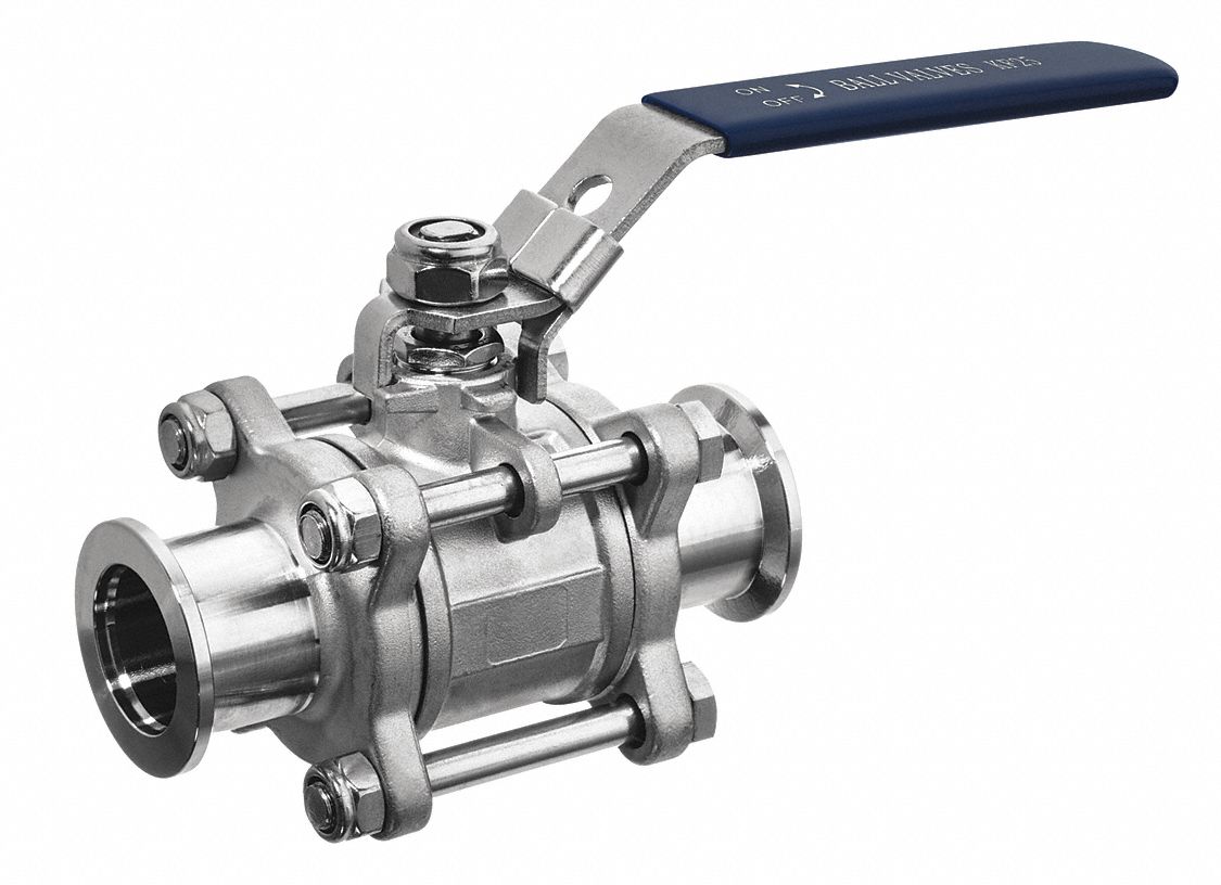 USA INDUSTRIALS, 1/4 in, 316 Stainless Steel, Manual Two-Way Ball Valve ...