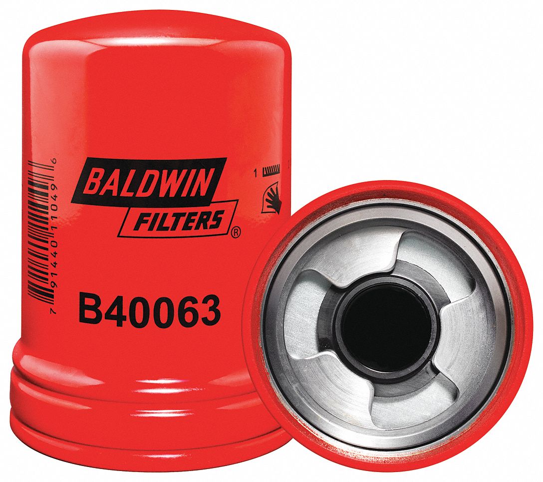 Oil Filter: B40063, LF16460, M92 x 2.50 Thread Size, 5 7/8 in Overall Ht, Oil