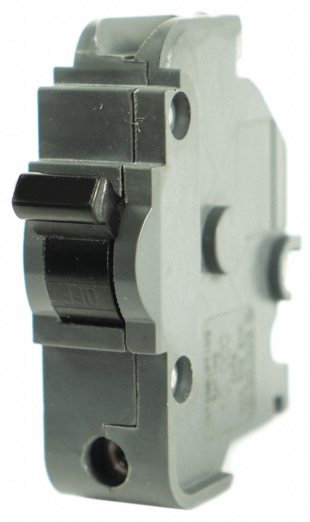 Bolt On Circuit Breaker: 20 A Amps, 120V AC, 1 in Wd, 10 kA