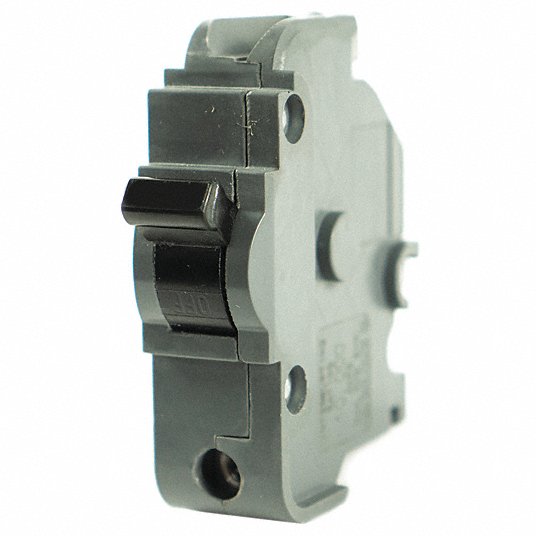 Bolt On Circuit Breaker: 20 A Amps, 120V AC, 1 in Wd, 10 kA