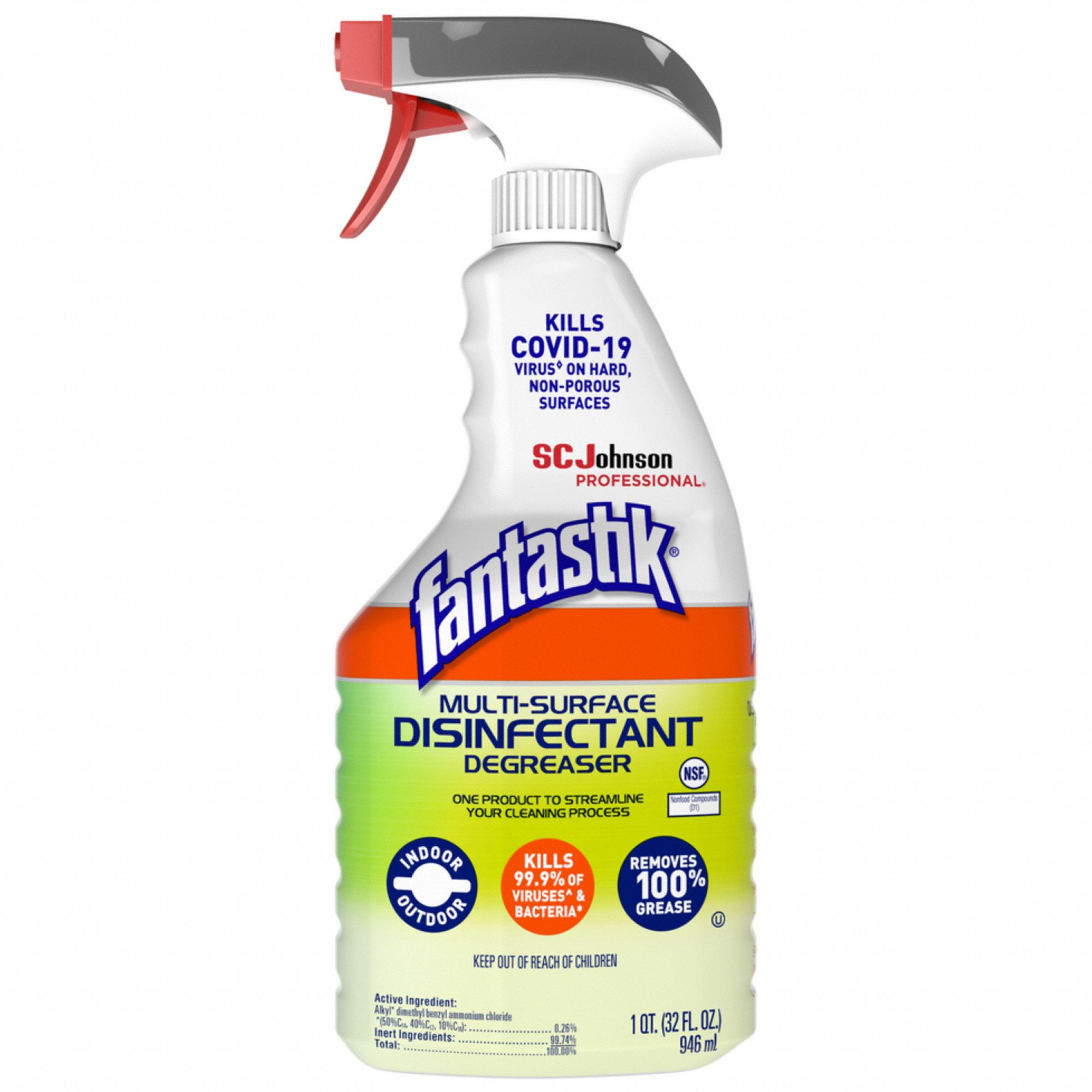 Fantastik All Purpose Cleaner with Bleach: Trigger Spray Bottle, 32 oz Container size, 8 Pk