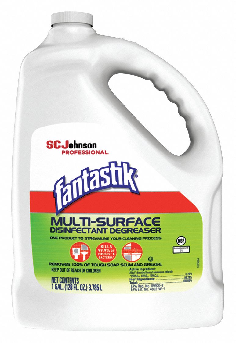 Disinfectant Degreaser: Bottle, 128 oz Container Size, Concentrated, Liquid, 4 PK