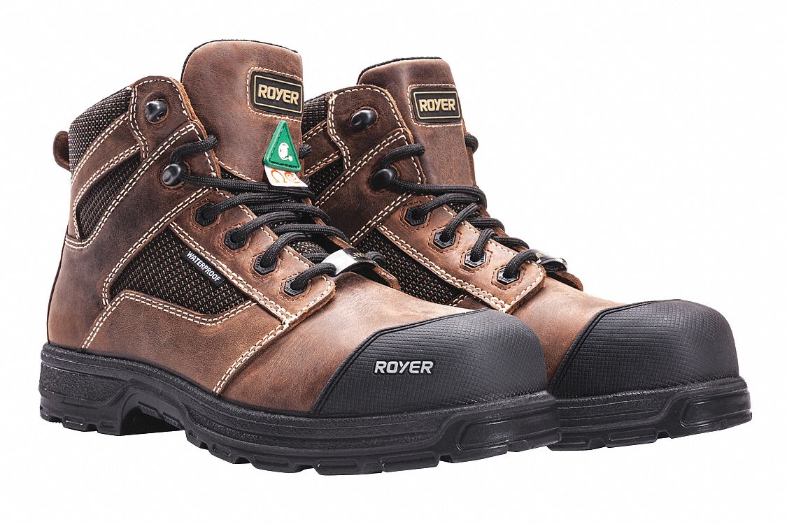 6-Inch Work Boot: Men's, Size 10 1/2, M, Brown, Composite Toe Cap, Removable Insole