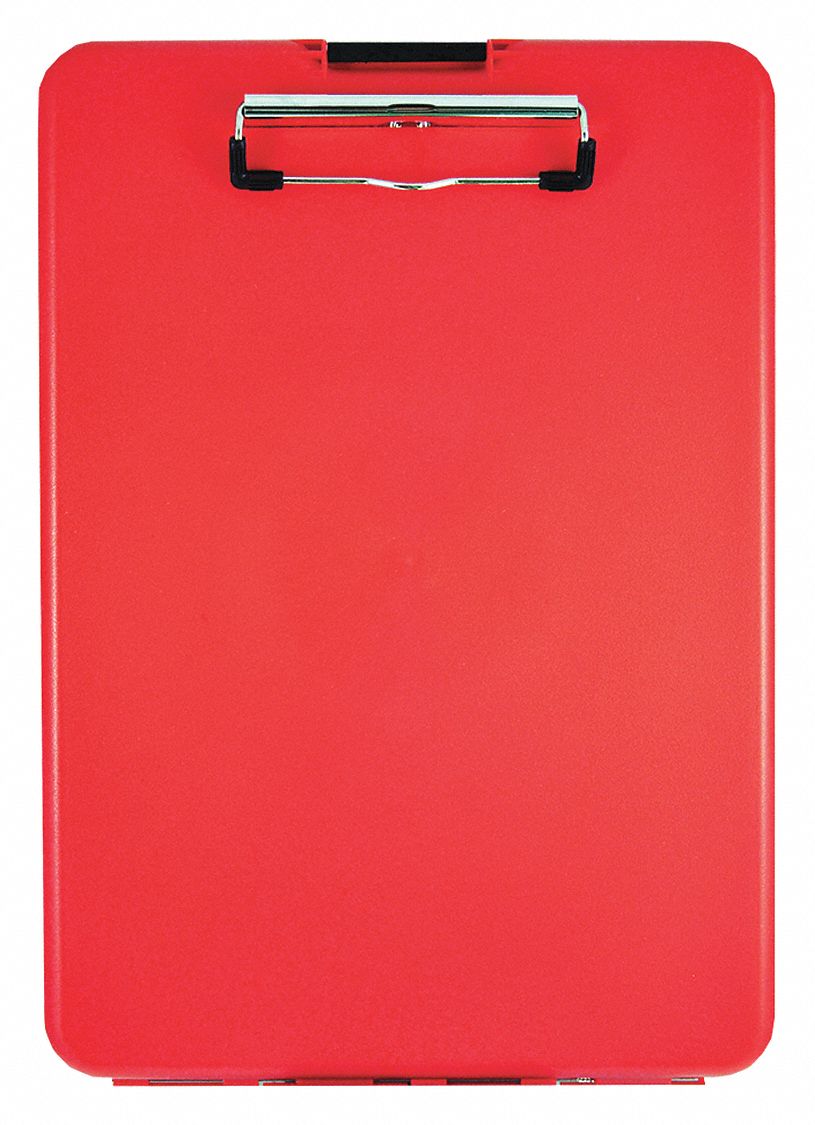 Storage Clipboard: A4/Letter Paper Size Name, Polypropylene, 1/2 in Clip Capacity, Top, Red, Plastic