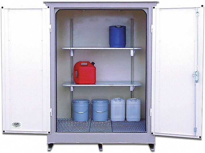 Safety Storage Locker Shelf Kit: Drum Locker, 2 to 4 Drum, 46 in x 14 in, Gray, Steel