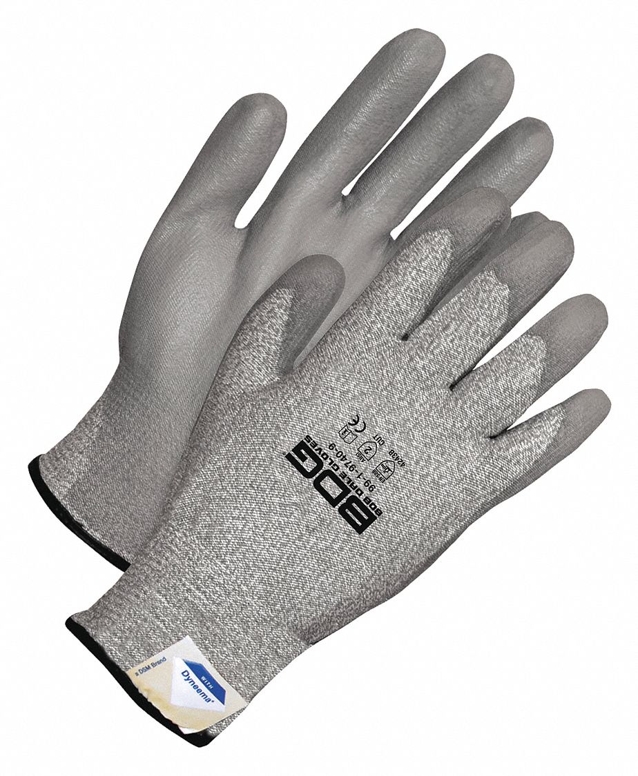 CUT-RESISTANT GLOVES,PUR,HPPE,9,GREY,PR