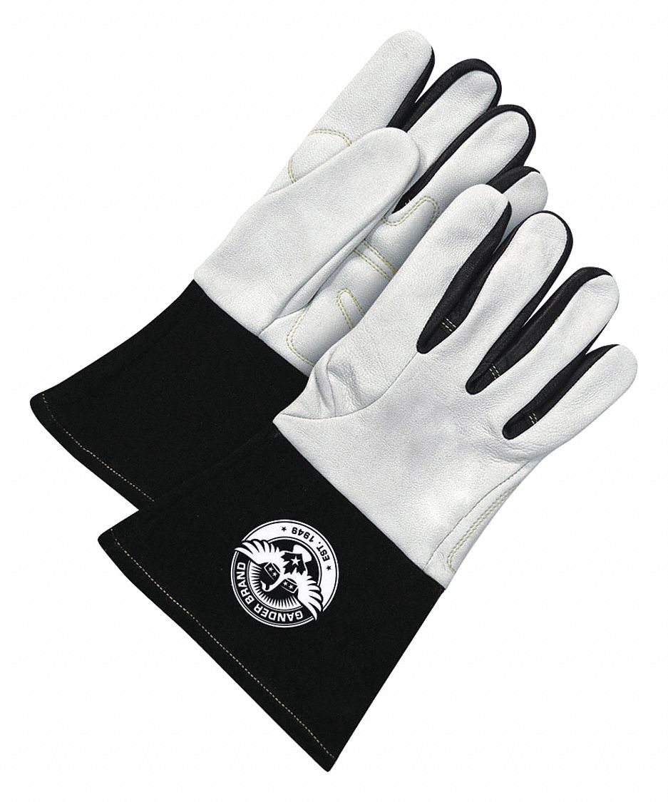 WELDING GLOVES, TIG, LARGE, WHITE, GOATSKIN/COWHIDE/KEVLAR, PAIR