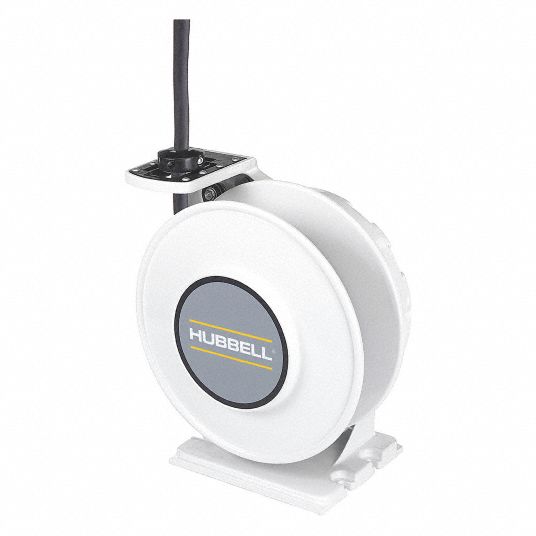HUBBELL WIRING DEVICE-KELLEMS Extension Cord Reel: Flying Lead, Flying  Lead, Flying Lead, White, SJO