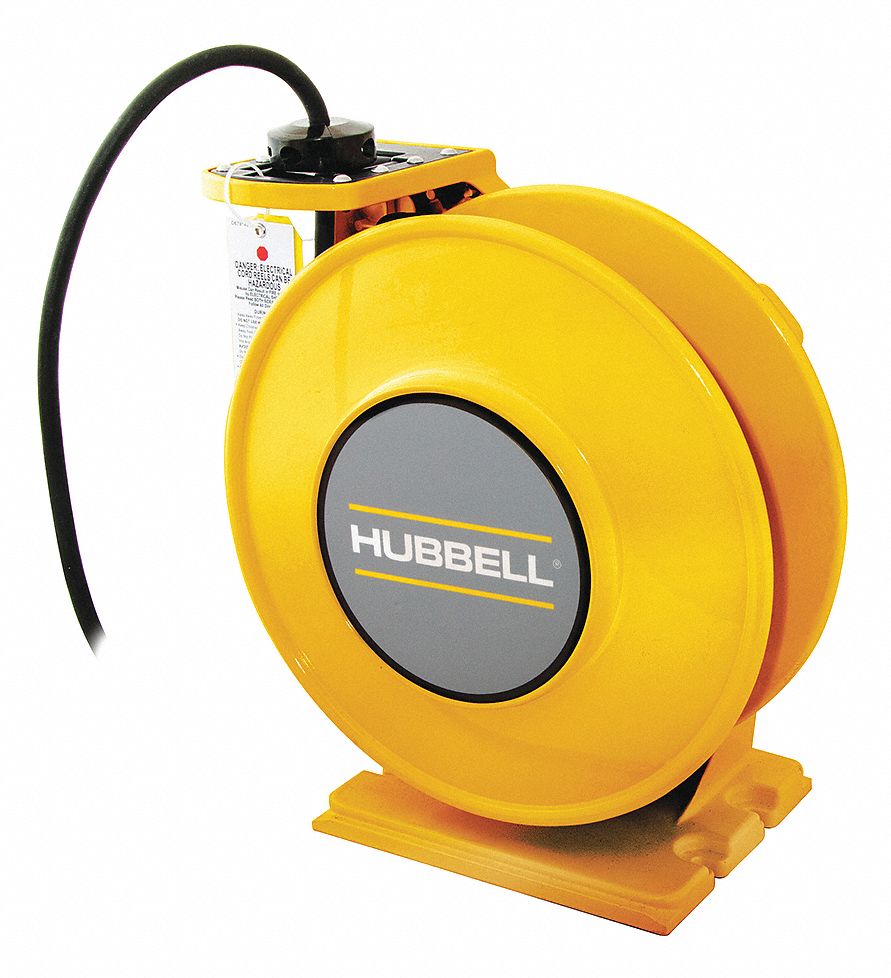 HUBBELL WIRING DEVICE-KELLEMS Extension Cord Reel: Flying Lead, Flying  Lead, Flying Lead, Yellow