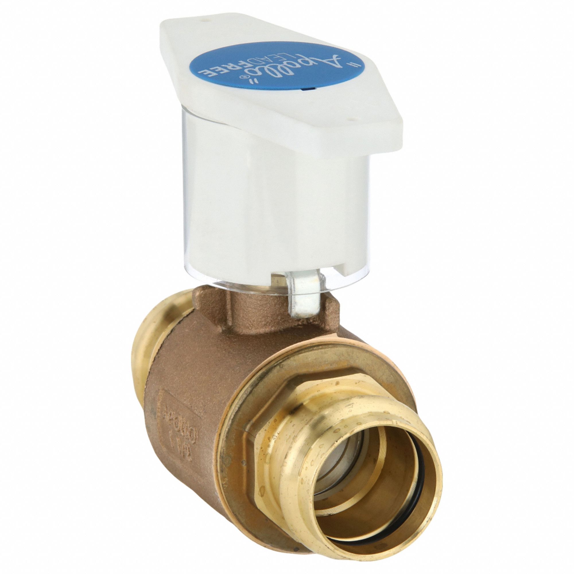 Manual Two-Way Ball Valve: 1 1/2 in Size, Brass/Bronze, Straight, Press x Press, Two-Piece