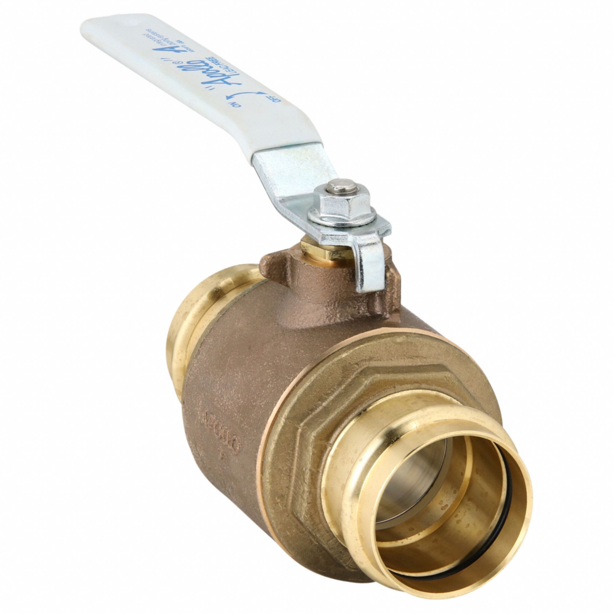 Manual Two-Way Ball Valve: 2 in Size, Brass/Bronze, Straight, Press x Press, Two-Piece, Lever