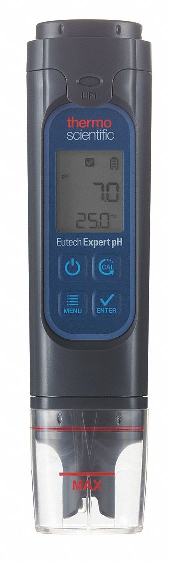 Waterproof pH Tester: 0 to 14, 0 to 1999mV, Auto Temp Compensation, 41° to 113° F, LCD, 1 to 3 Point